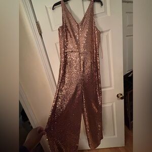 Ashley Stewart Sequin Jumpsuit in Pink